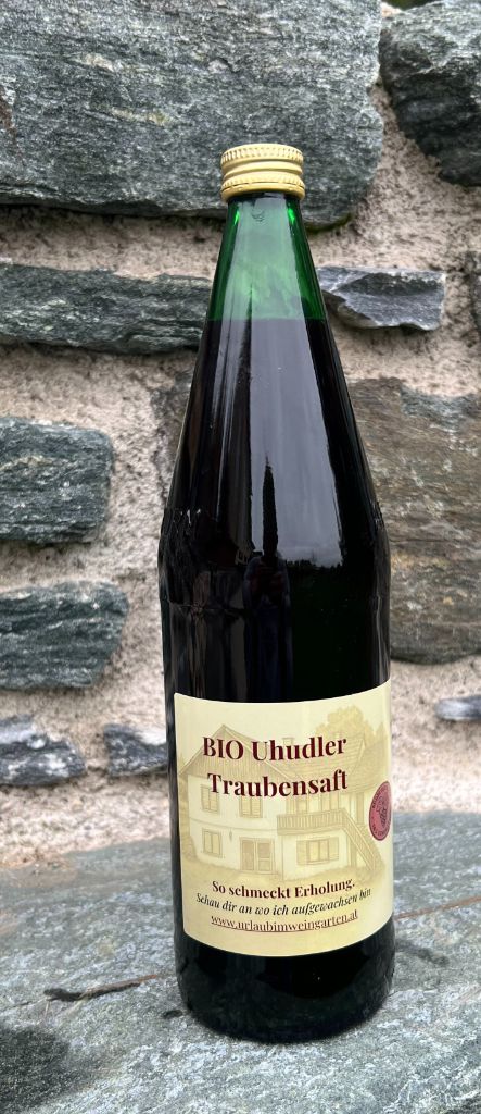 BIO Uhudler Traubensaft Flasche - Naturbelassener roter Traubensaft aus Uhudler-Reben, 1 Liter Glasflasche